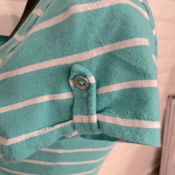 Express Turquoise and White Striped Scoop Neck Short Sleeved T-shirt, size S - Picture 4 of 4